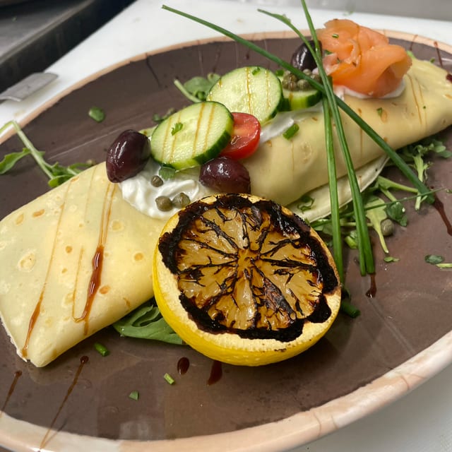 Smoked Salmon Crepe.