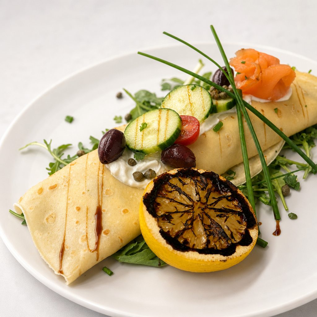 Smoked Salmon Crepe.