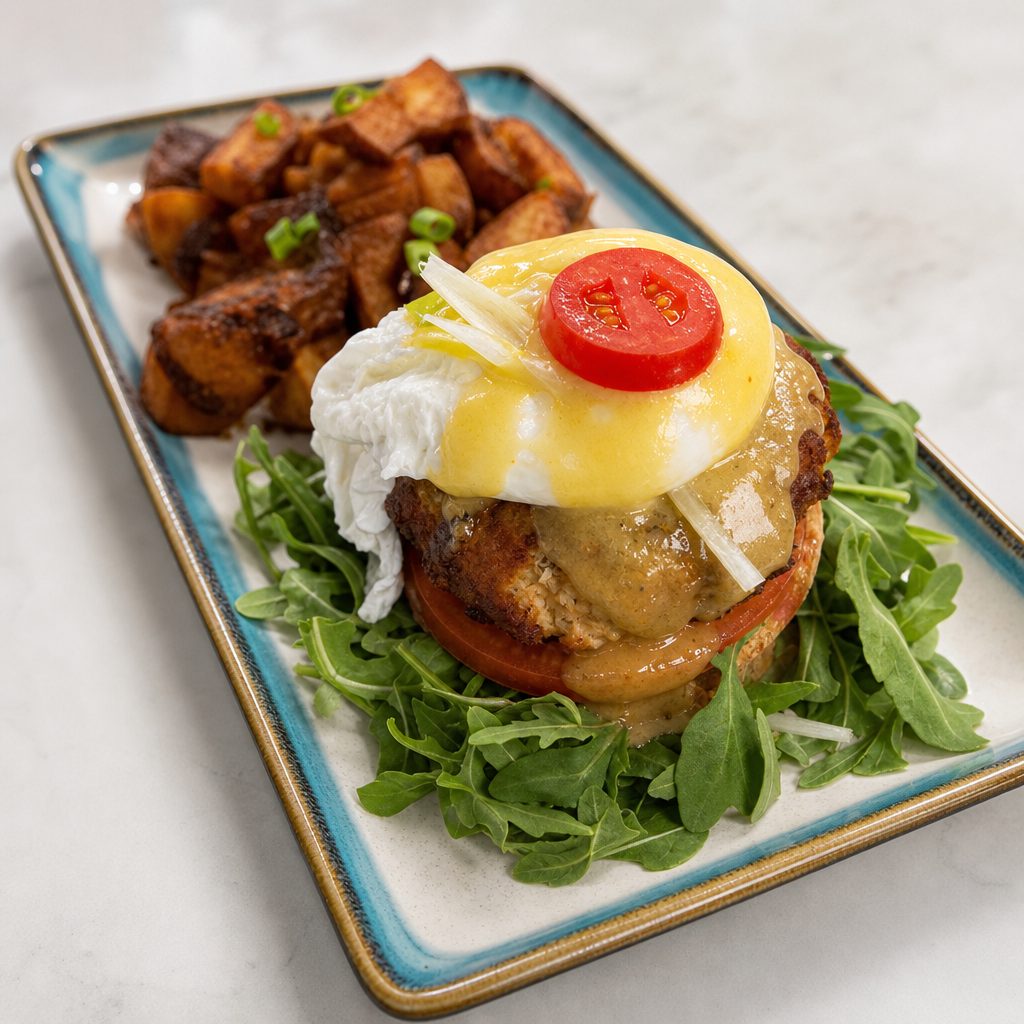 Salmon Cake Egg Benedict.