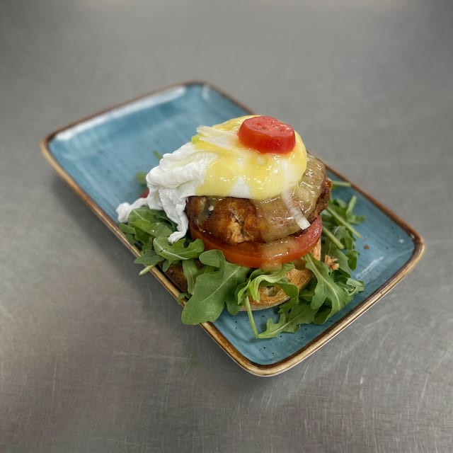 Salmon Cake Egg Benedict.